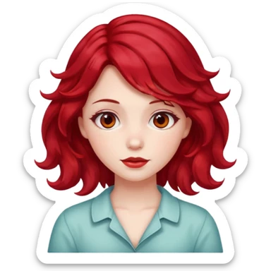 Soft girl with Cherry red wavey medium size hair  sticker
