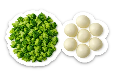 broccoletti sminuzzati accanto a mozzarelle sticker