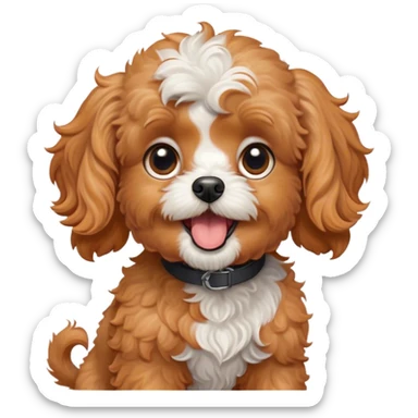 Cinematic Comical Apricot Cavoodle Portrait Emoji, Head tilted dramatically with an exaggeratedly shocked or offended expression, featuring a soft, curly apricot coat with charming white patches, wide, expressive brown eyes filled with exaggerated disbelief, Simplified yet hilariously expressive features, highly detailed, glowing with a slightly sassy glow, high shine, dramatic yet playful, stylized with an air of attitude, bright and endearing, soft glowing outline, capturing the essence of a sassy and over-the-top companion, so meme-worthy it feels like it could side-eye its way into internet fame instantly! sticker