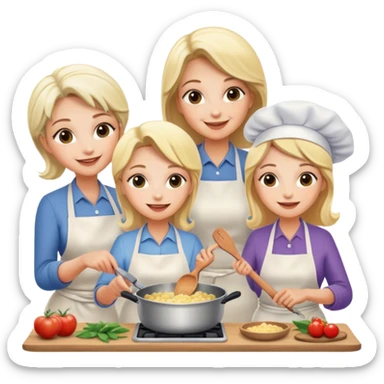 two blonde sisters with their aunt and their grandmother who all cook together sticker