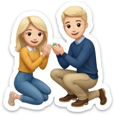 🧎‍♂️‍➡️💍💃 a boy parposing a girl boy on his knee and boy give him ring  sticker