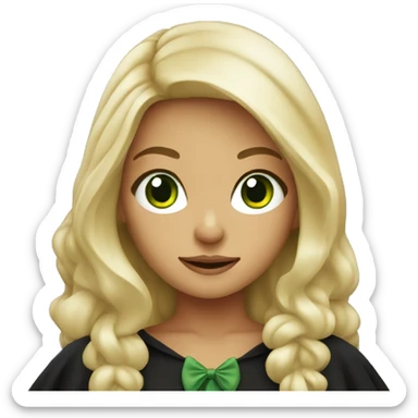 Blonde girl with green eyes dressed as a witch sticker