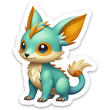 Cute cool colorful fantasy animal hybrid Fakemon full body sticker