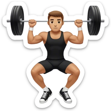 tanned guy black clothes white converse shoes clean and jerk exercise sticker