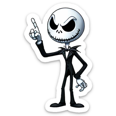 Angry Jack Skellington pointing with his finger sticker