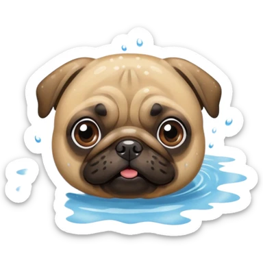 Pug  nadando sticker