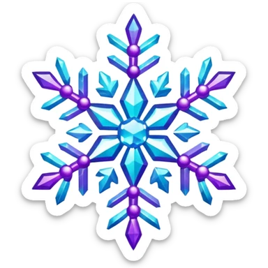 cyan and purple snowflake glitter sticker