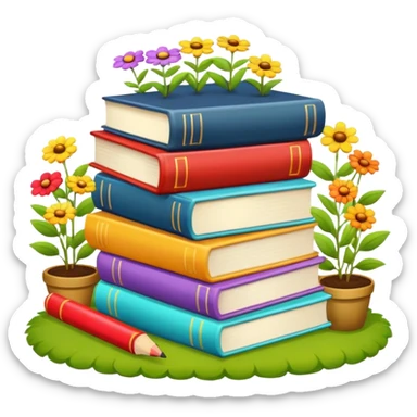 Books in a garden sticker