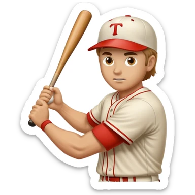 caucasian baseball player hitting a ball sticker