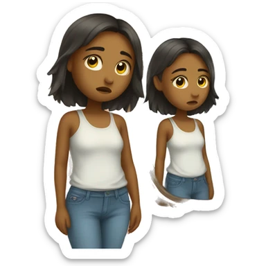 girl trying clothes in front of mirror that is sad sticker