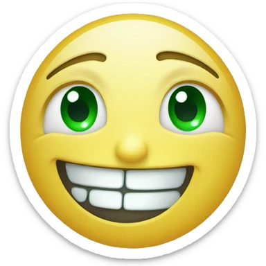 smiley face with green eyes and tears of laughter sticker