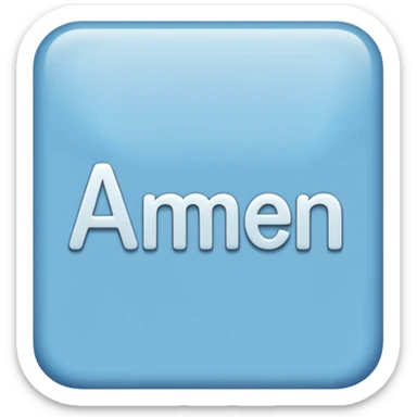 light blue word "AMEN" simple font in rectangle sticker
