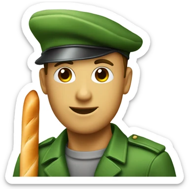 green checkmark with beret and baguette sticker