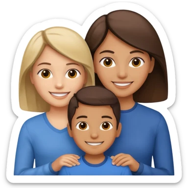 a woman with two children, a 7-year-old boy and a 13-year-old girl sticker
