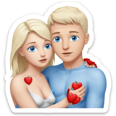 White Man blue eyes and white woman blue eyes having sex naked, putting dick inside her vagina sticker