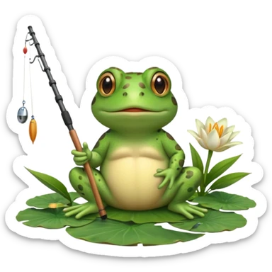 An adorable toad fishing sticker