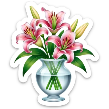 Bouquet lily flowers crystal vase sticker