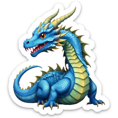 Mušḫuššu, blue scaly dragon with horns sticker