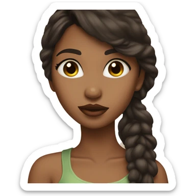 Dark brown hair and brown girl with olive skin juicy lips kiss sticker