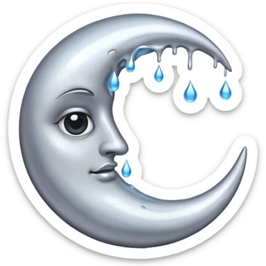 Mealting waning crescent moon sticker