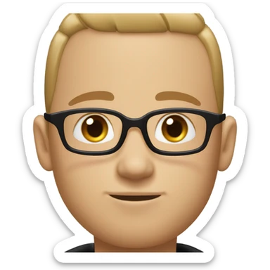 boy with very light brown skin, buzz cut, no facial hair, wearing a smart black quarter zip jumper with white t shirt underneath. sticker