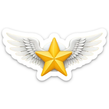 An image with wings on a star based on the star and wings of the basic emoji of the iPhone. not 3d just plat sticker