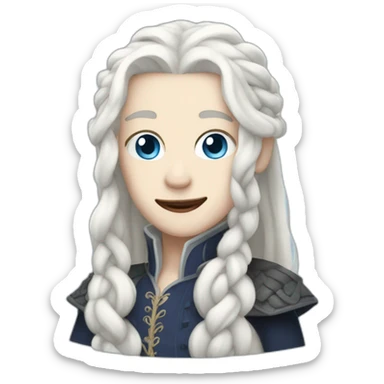 pale androgynous royal vampire with long white hair in a braid over his shoulder and light blue eyes sticker