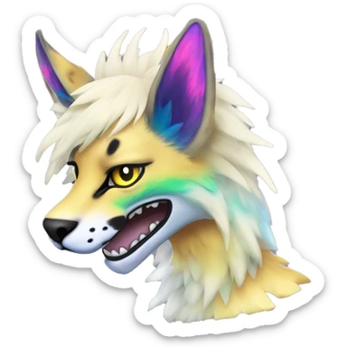 Epic Edgy Colorful ethereal eldritch Sergal-Serval-Fionbri sticker