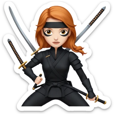 Jessica Chastain, in a ninja position with swords sticker
