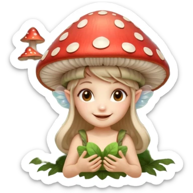 mushroom fairy portrait, head and shoulders only, wearing a large mushroom cap hat, tiny glowing wings visible behind shoulders, cute magical smile, forest fantasy vibe, 3D cartoon, mobile game icon style, clean background, no text, no watermark

 sticker