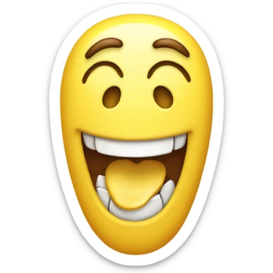 happy emoji with a yellow bone halfway out their mouth sticker