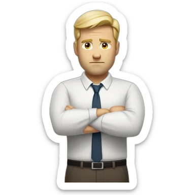 White Man HR-manager crossed arms angry sticker