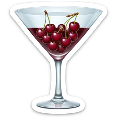 martini glass with burgundy cherries sticker