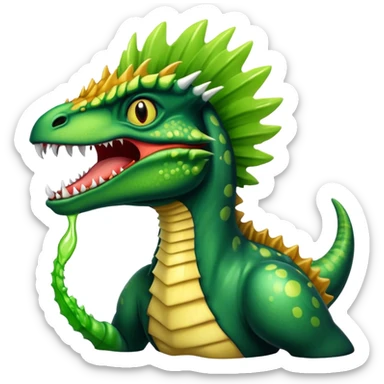 Dilophosaurus spitting out black liquid and frills popping out sticker
