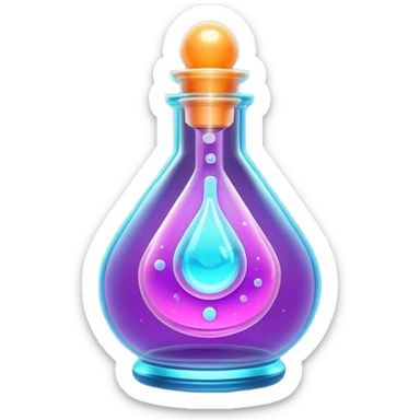 Clash of Clans aesthetic: Cinematic Playful Sci-fi Health Potion Emoji, rendered in a 3D vector-style similar to standard emojis with minimal shading and bold, simplified shapes. A compact, futuristic vial with a glowing neon liquid and sleek contours, softly glowing with a healing cosmic charm. Simplified yet unmistakably iconic, highly detailed and consistent, glowing with a soft radiant glow and high shine. Stylized with a touch of futuristic alchemy and a soft glowing outline, capturing the essence of a vital energy elixir with a playful, interstellar spirit! sticker