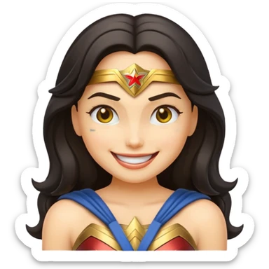 create a yellow emoji of wonder woman. style old emoji sticker