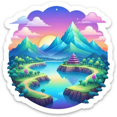 Epic divine legendary complex detailed iridescent gradients aesthetic-scenery-Decorations sticker