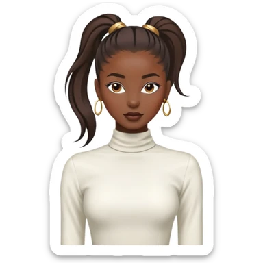 Stylish African fashion model with sleek high ponytail, elegant pose, fashionable outfit sticker