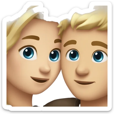 girl with brown hair and blue eyes hugging boy with blonde hair and brown eyes sticker