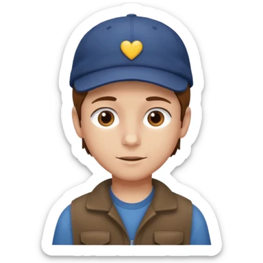 Un niño con gorra pelo castaño  sticker