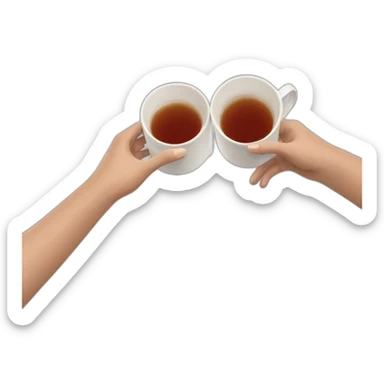 Two hands holding tea cups and doing cheers sticker