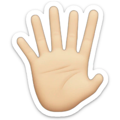 The thumb is extended upwards. The index and middle fingers are stretched and glued together. The ring and little fingers are folded towards the palm. sticker