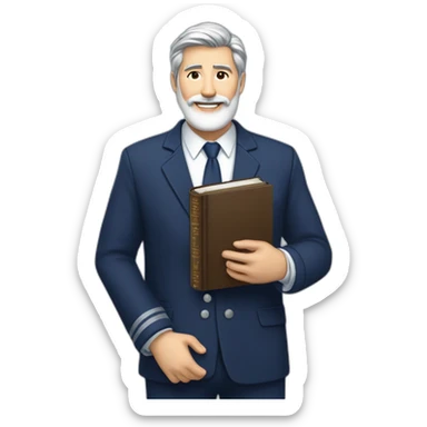 husband classy caucasian 55 dark gray hair trimmed beard wearing navy blue business suit holding bible, with wife asian age 55 dark hair nurse uniform, no children sticker