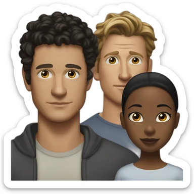 wentworth miller and Simon Baker and a black girl brown eyes and sblack hair in a bun sticker