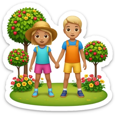 children playing in the garden sticker