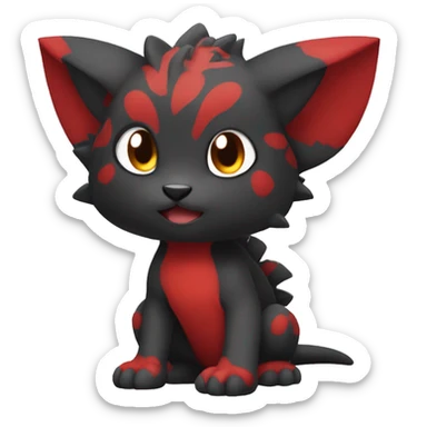 Cute cool black red animal hybrid Fakemon full body sticker