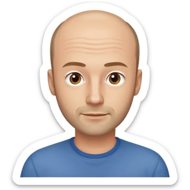 man mid 30's casual clothes balding hairline sticker