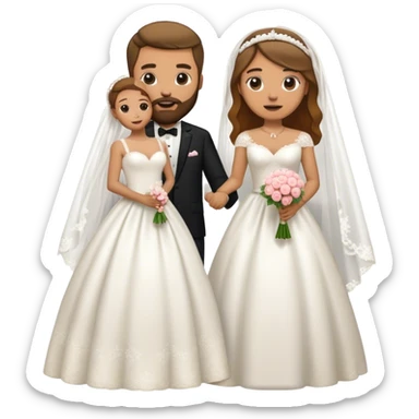 Couple lightskinned man with beard and light skinned woman getting married sticker