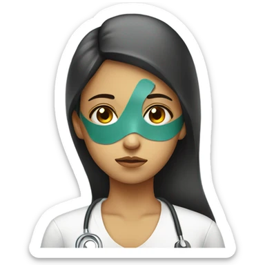 girl looking sad with a medical eye patch on sticker