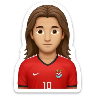 long haired soccer player with red jersey sticker